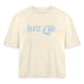 H12 Domain Wordmark Blue Women's Heavyweight Cropped T-Shirt - ivory