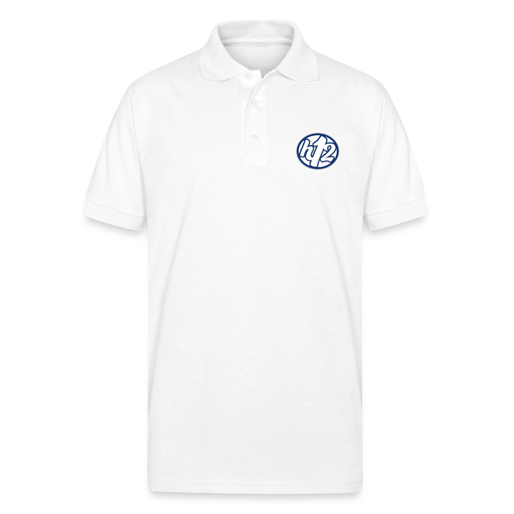 h12 Circle Gildan Unisex 50/50 Jersey Polo - white